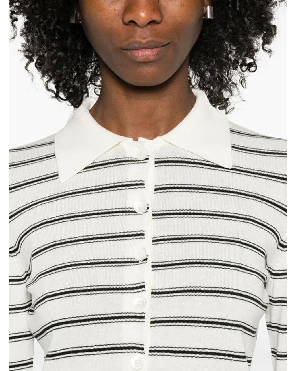 A.P.C. White Cardigan A Righe Ecru