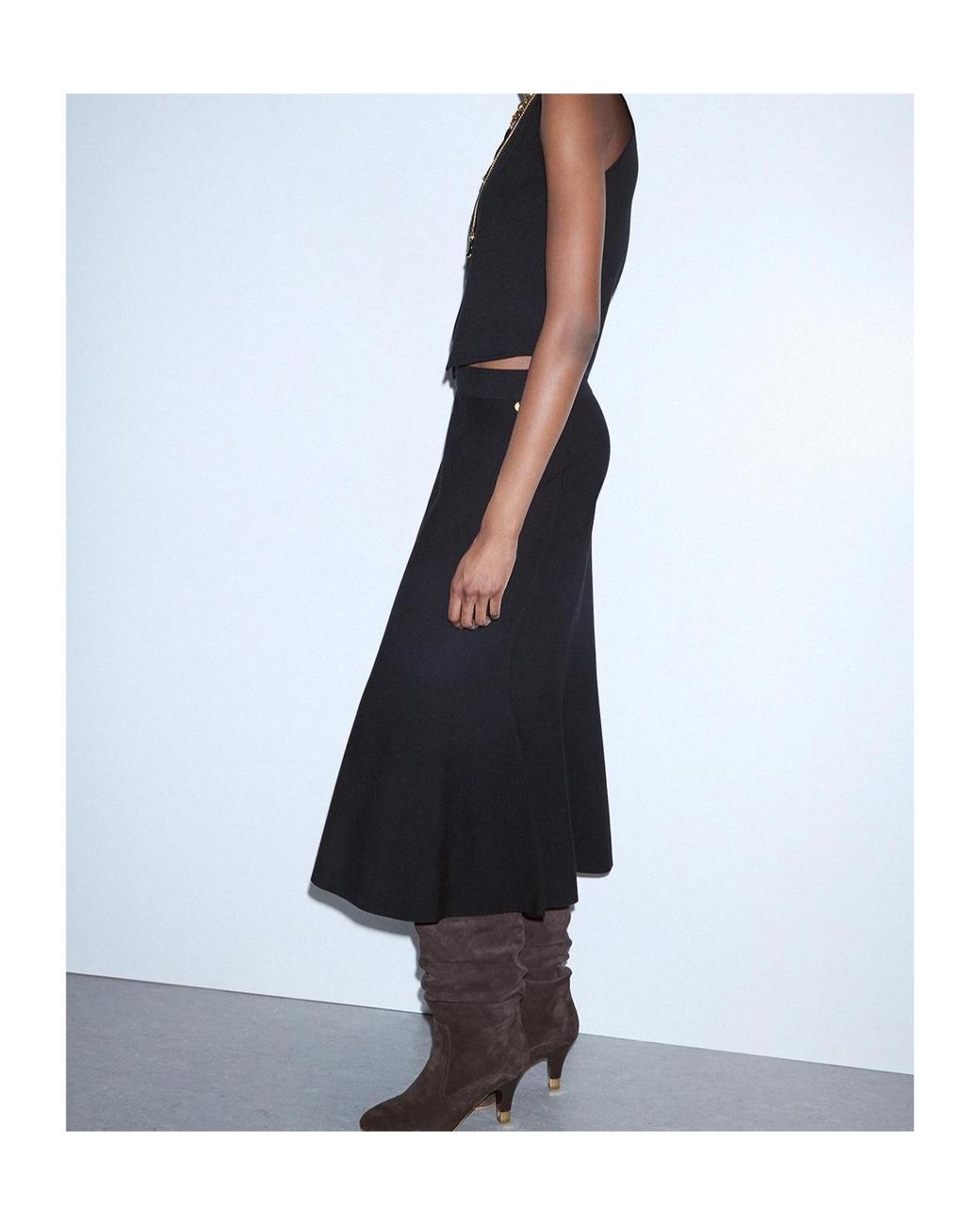 Liu Jo Black Knit Midi Skirt