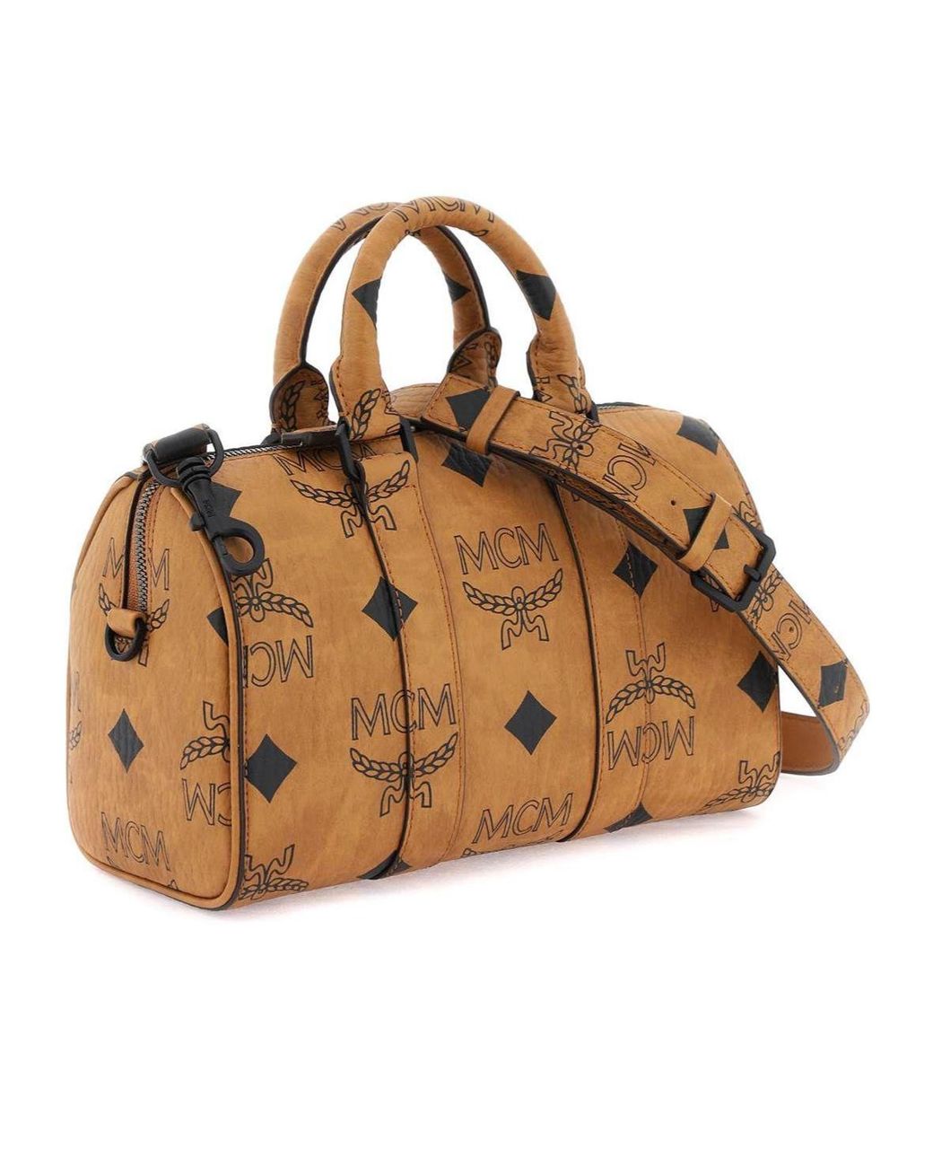 MCM Brown Aren Boston Small Top Handle Bag