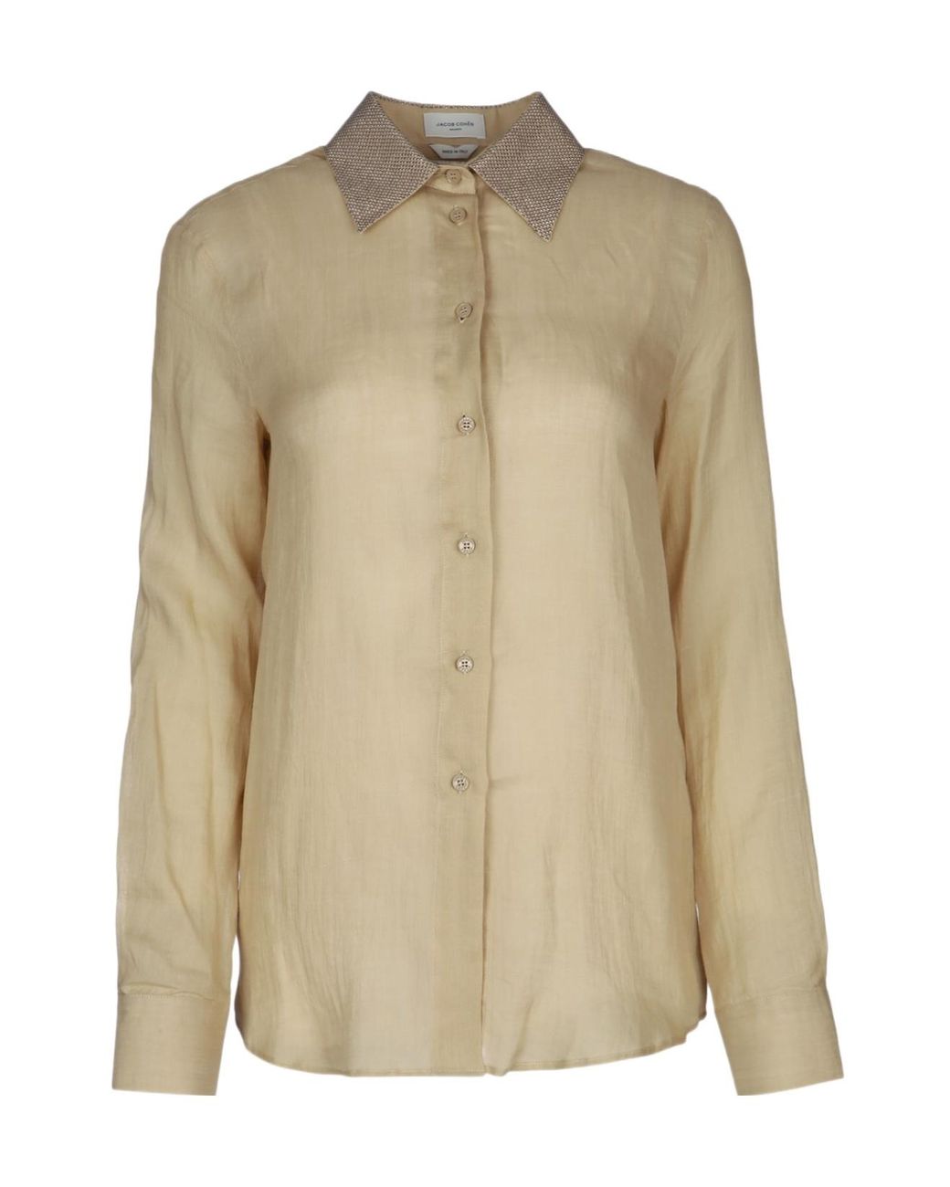 Jacob Cohen Natural Studded Collar Long Sleeve Shirt