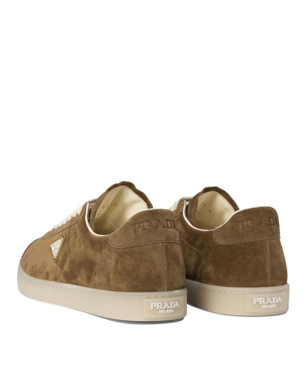 Prada Brown Lane Logo Low-Cut Skate Shoes for men