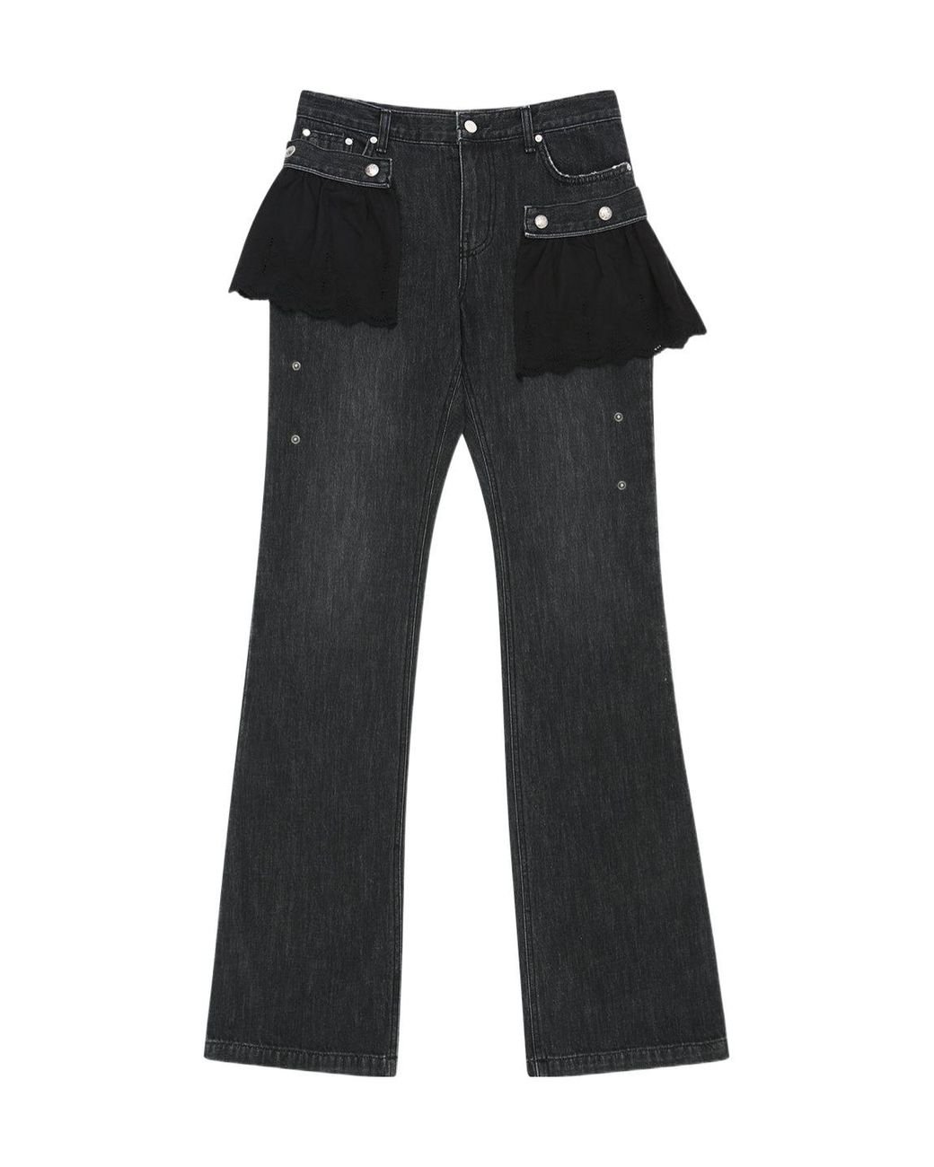 ★ANDERSSON BELL★ Flower lace bootcut jeans ANDERSSON BELL Flower Lace Attached Bootcut Jeans in Black