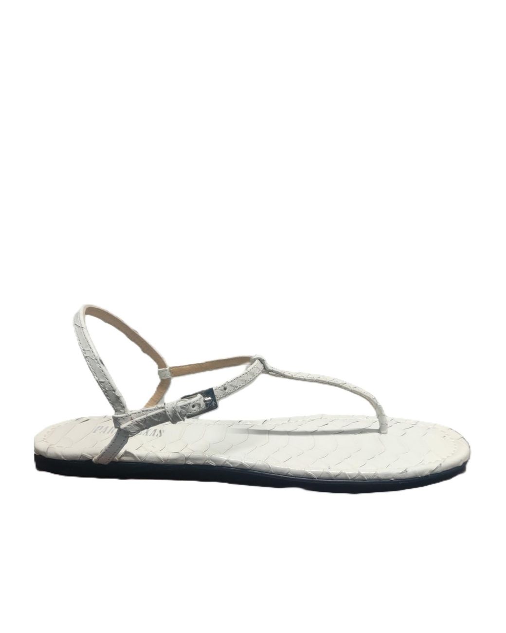 Paris Texas White Buckle T-Strap Sandals