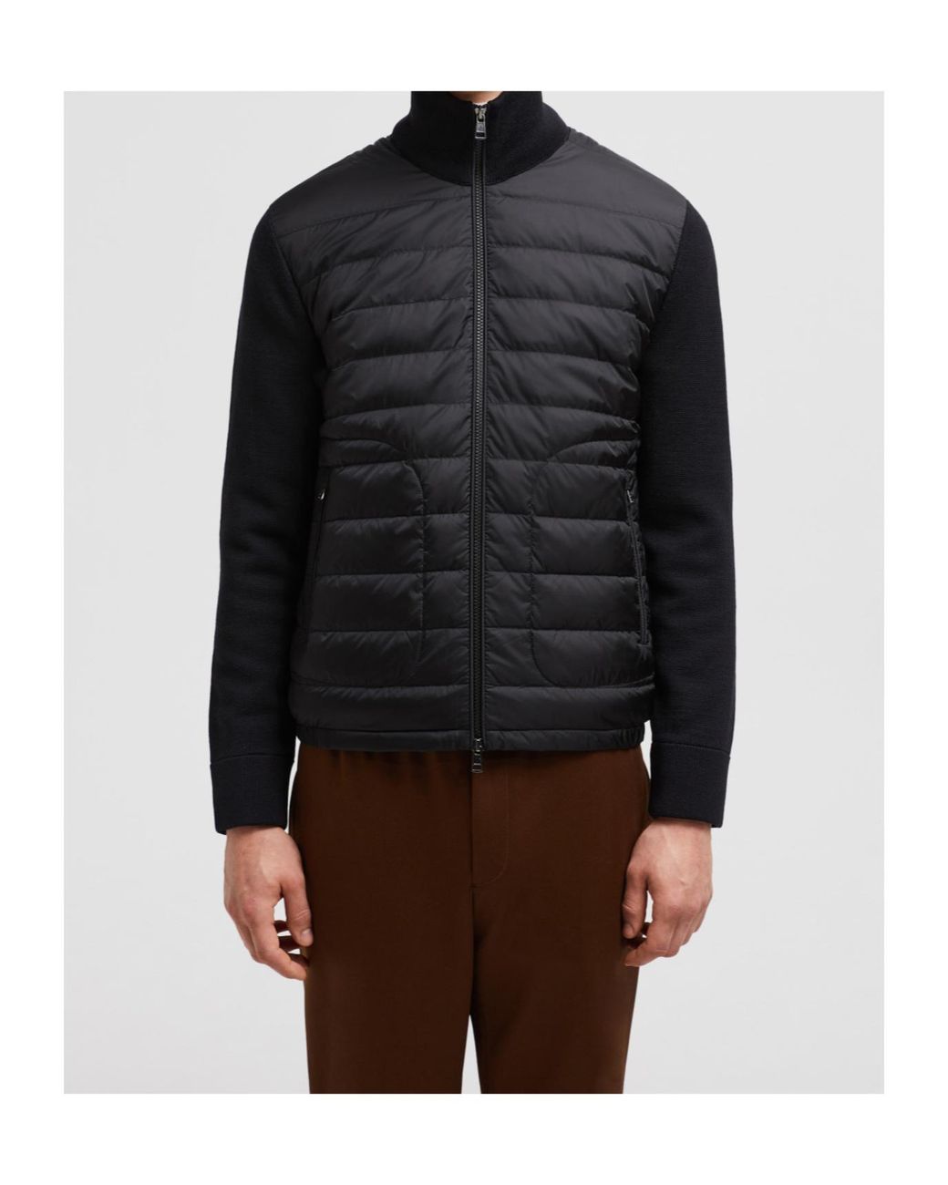 Moncler Black Zip-Up Padded Cardigan for men