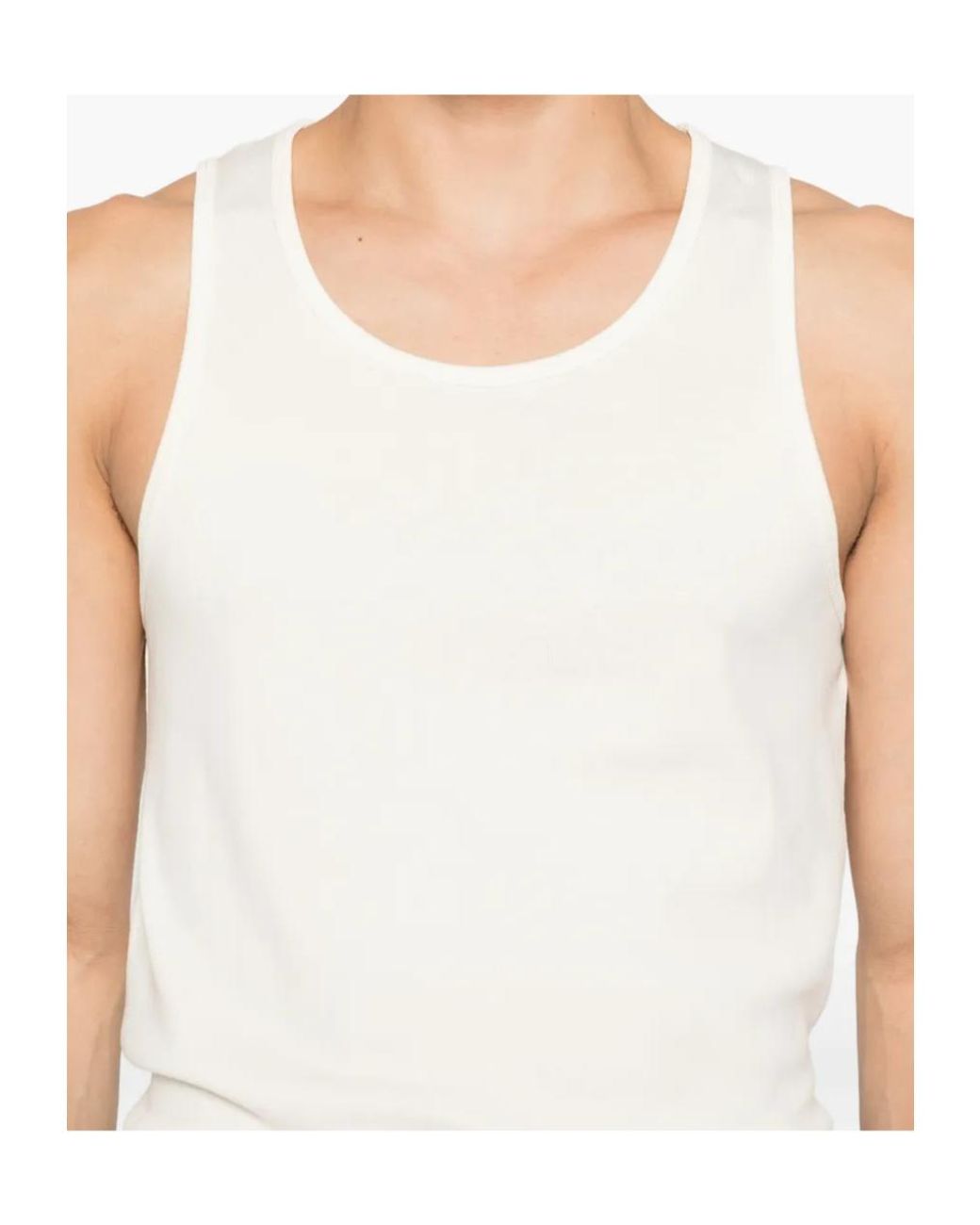 Lemaire White Rib Jersey Tank Top for men