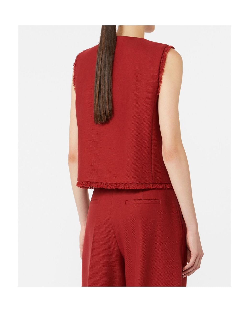 Max Mara Red Sumero Button-Up Sleeveless Gilet