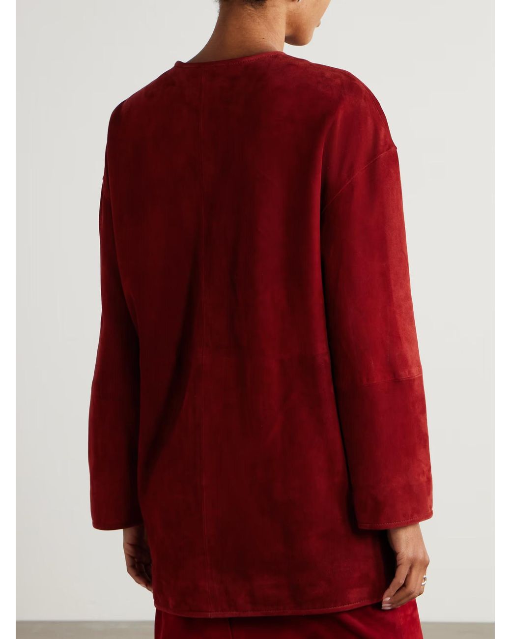 Loulou de Saison Red Waren Single-Breasted Suede Coat