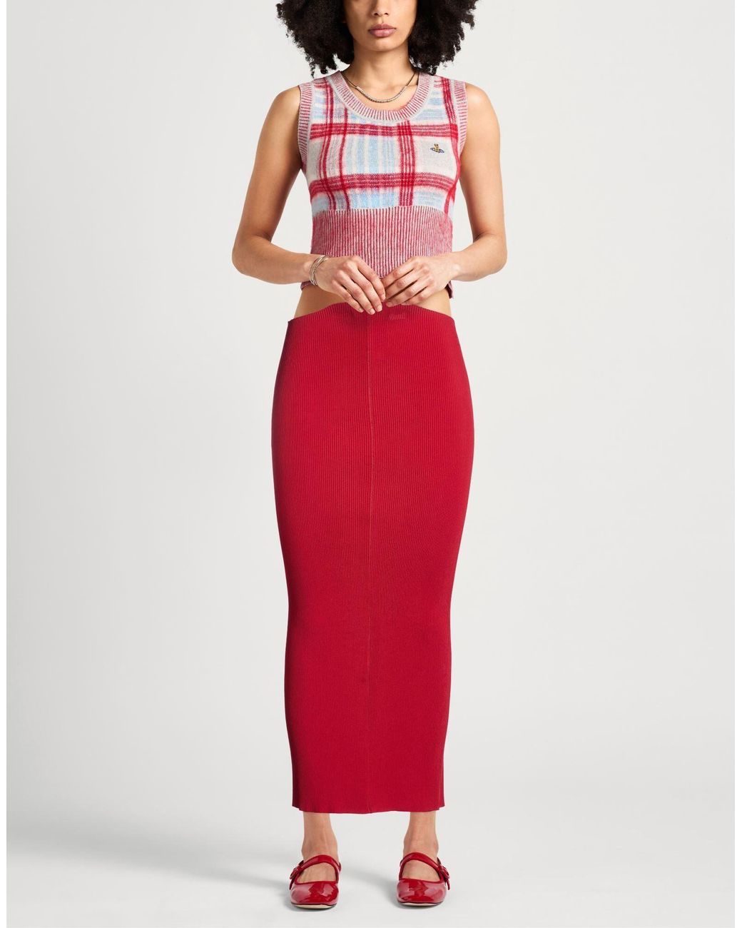Marni Red Solid Color Knitted Bodycon Dress