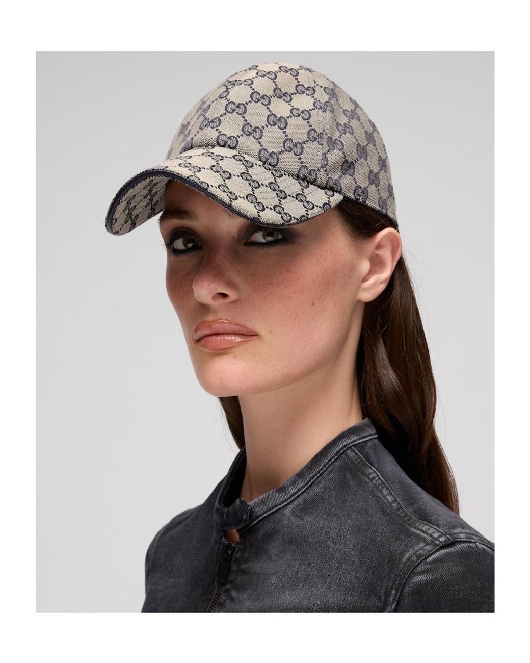 Gucci Gray Gg Cotton Canvas Baseball Hat