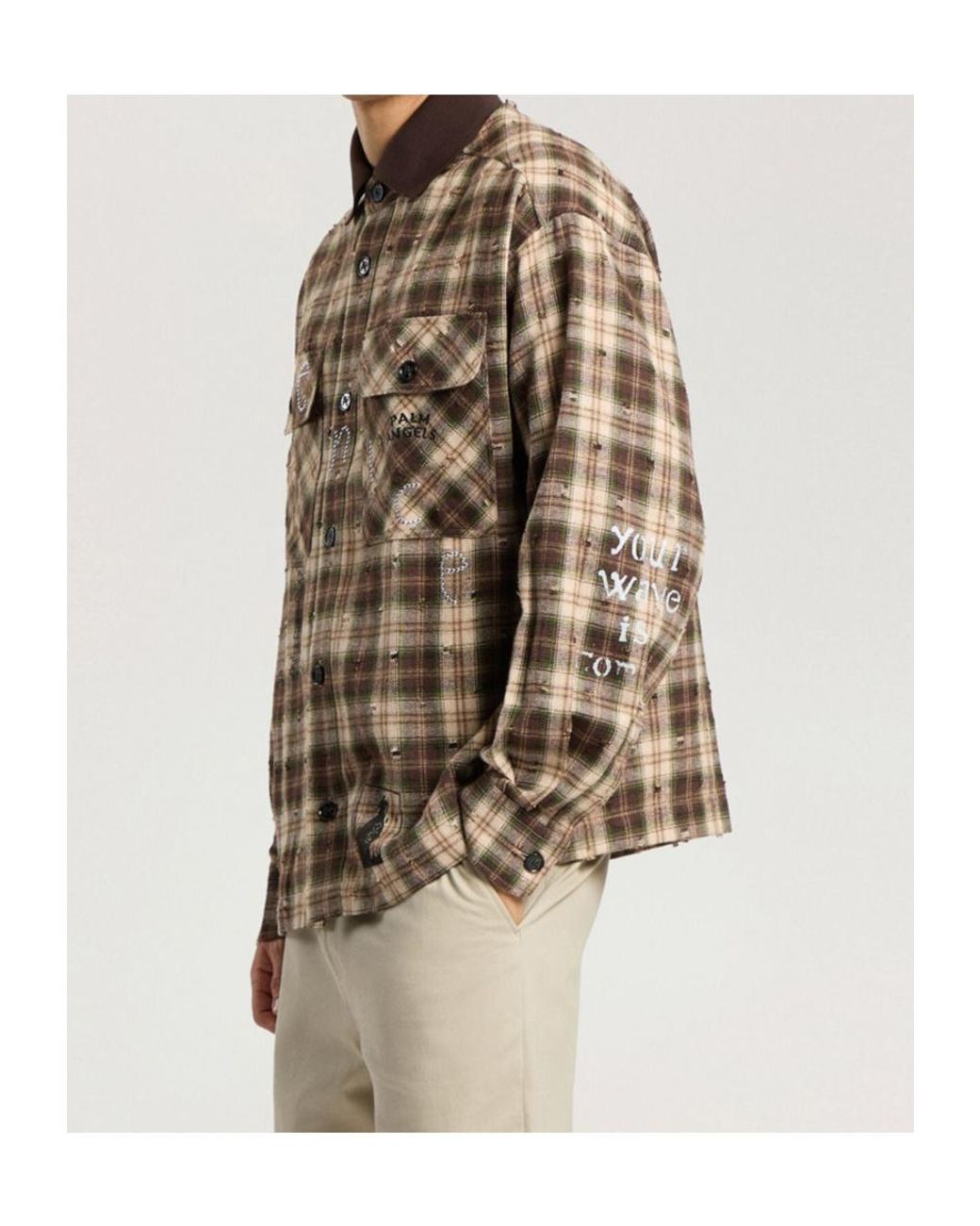 Palm Angels Brown Surfer Dream Check Loose Shirt L/Multi for men