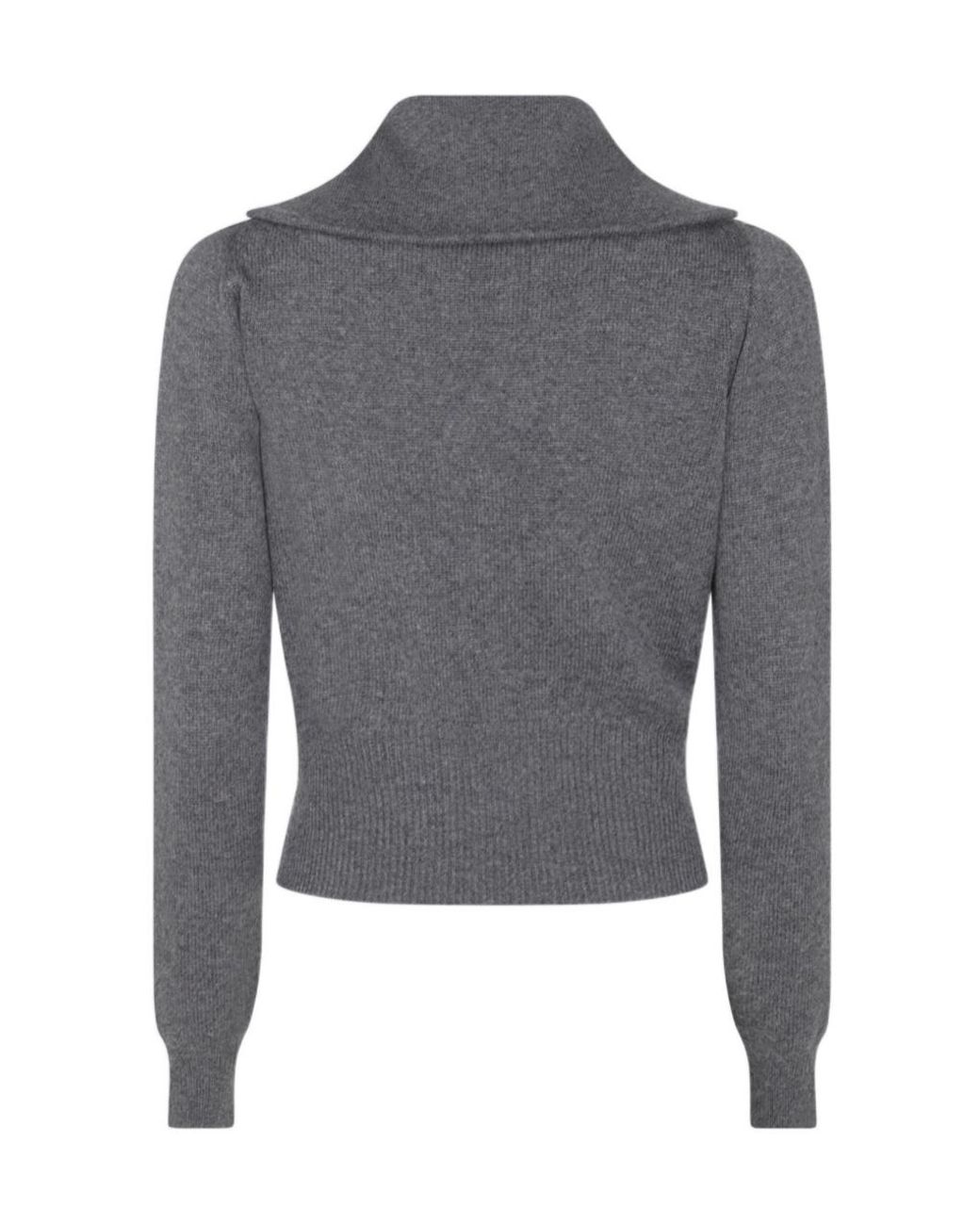 Miu Miu Gray Cashmere Half-Zipper Sweater