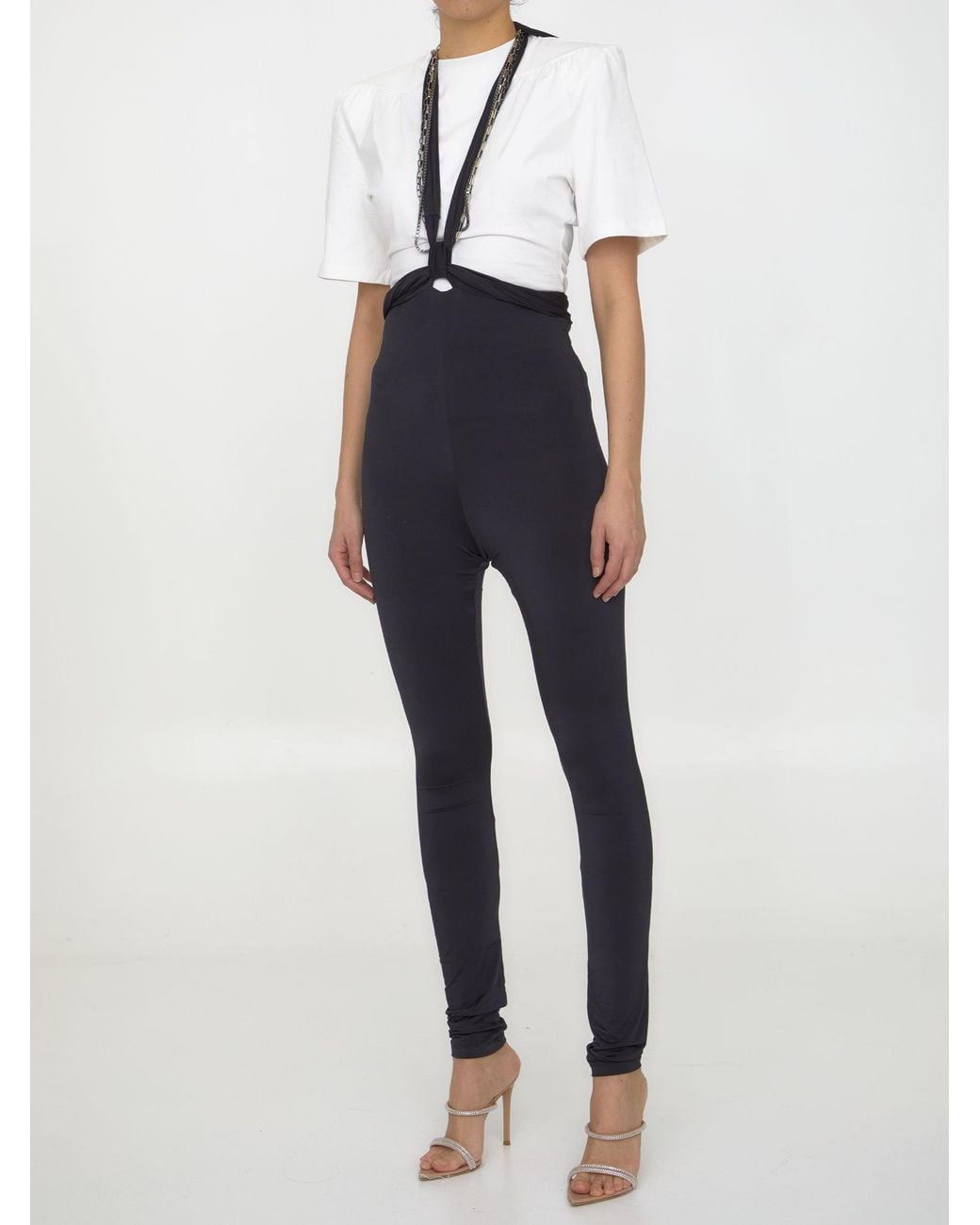 The Attico Blue The Ruby Cut Out Detailed Halterneck-Strap Leggings