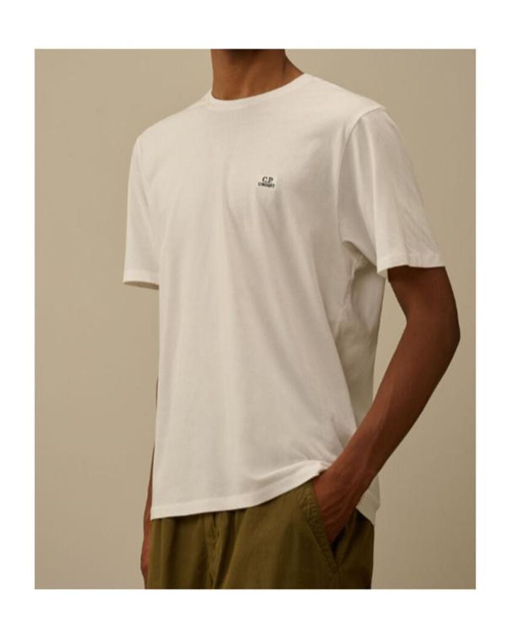C P Company Natural Logo-Detail Crewneck T-Shirt for men