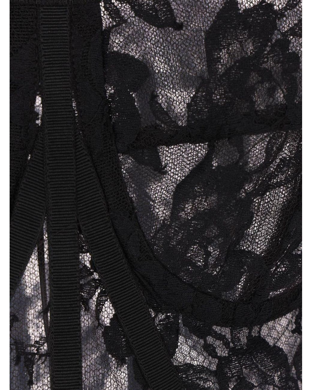 Dolce & Gabbana Black Floral Lace Corset Top