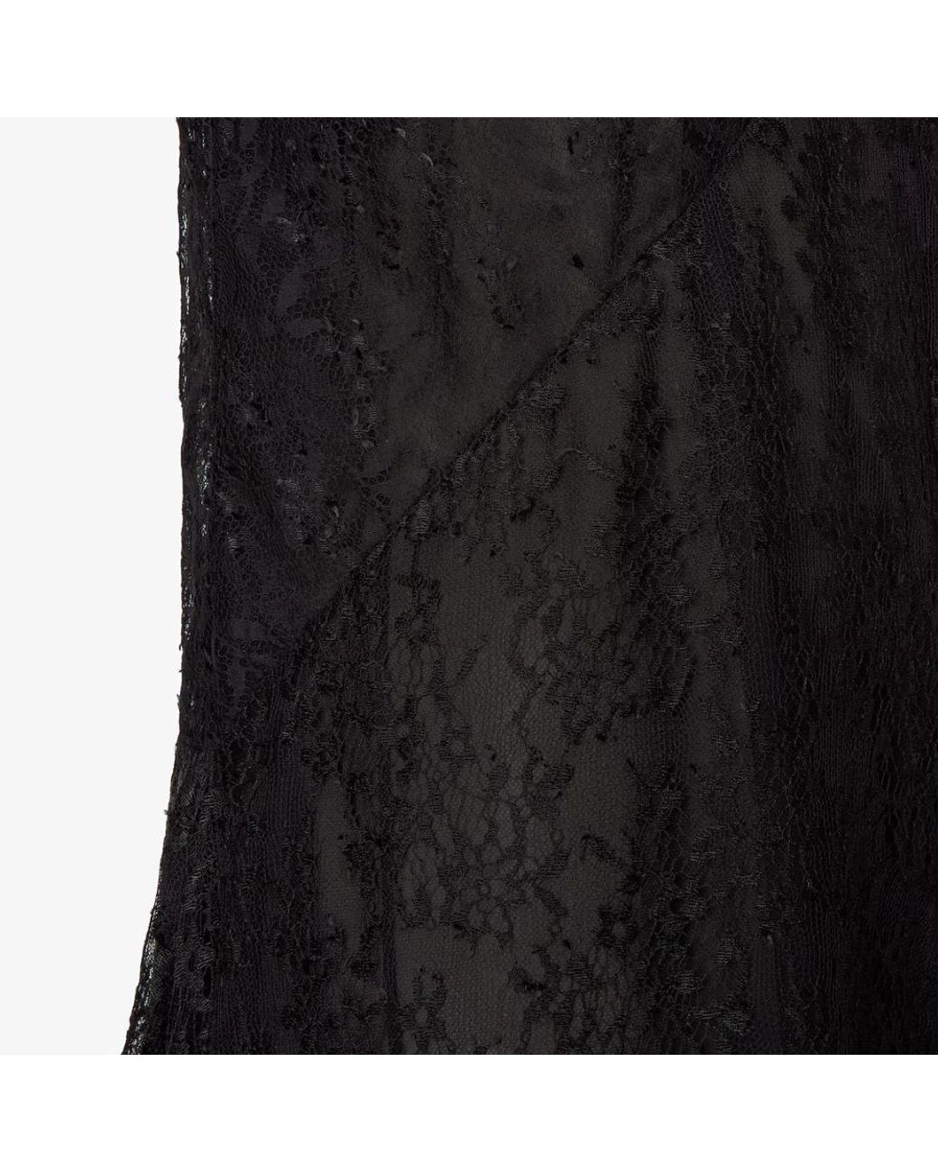 Fendi Black Asymmetric Lace Detailed Midi Dress