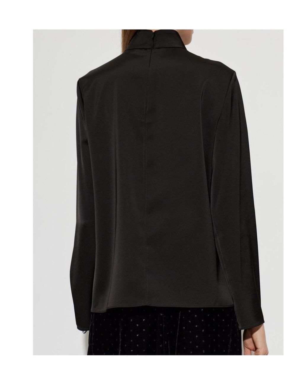 Emporio Armani Black Satin Bow-Neck Top