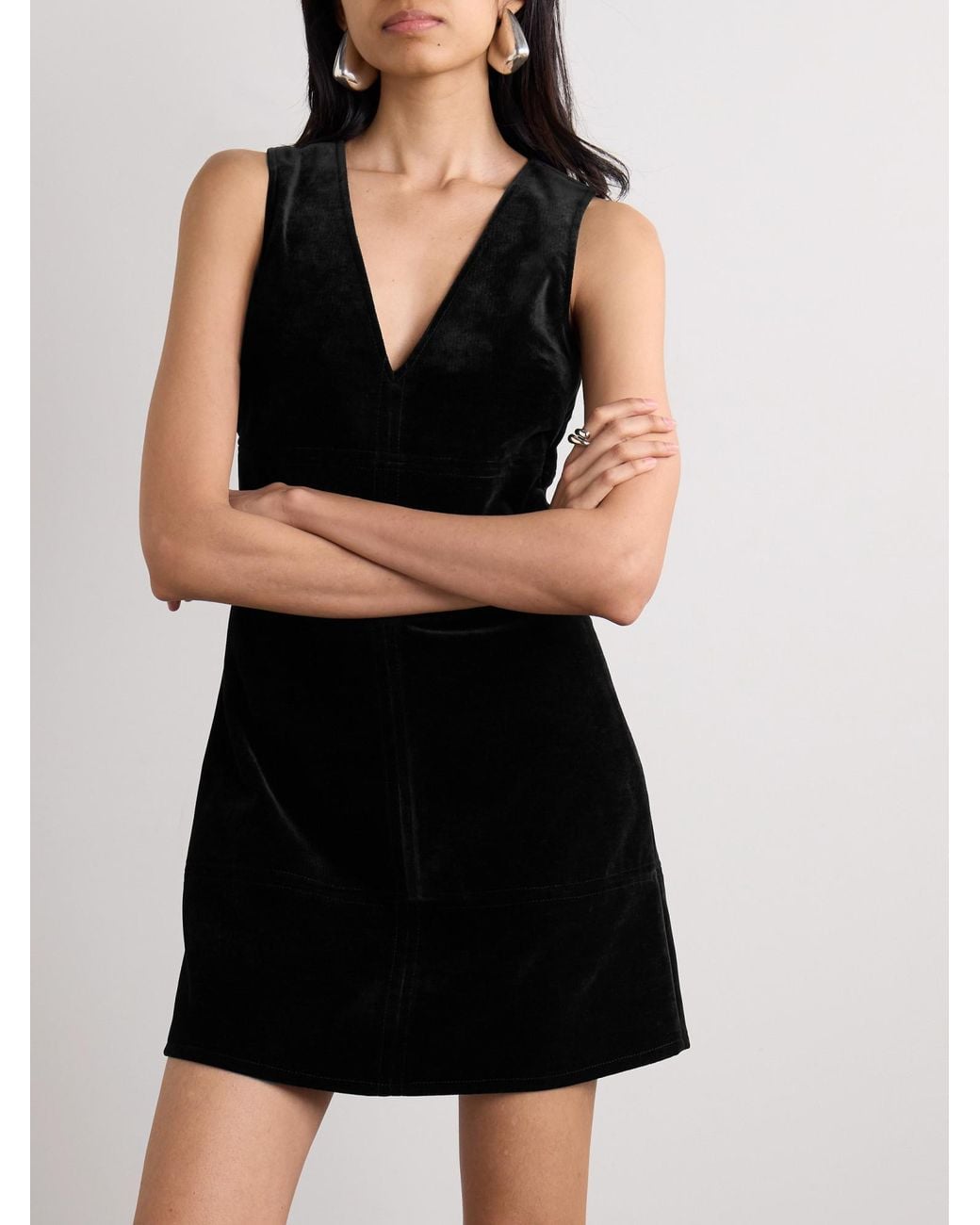 Proenza Schouler Black Paneled Velvet Mini Dress