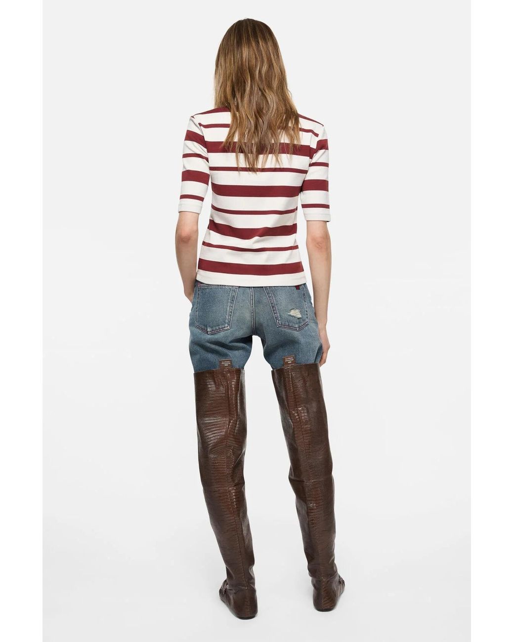 Acne Red Sailor Stripes Polo Shirt