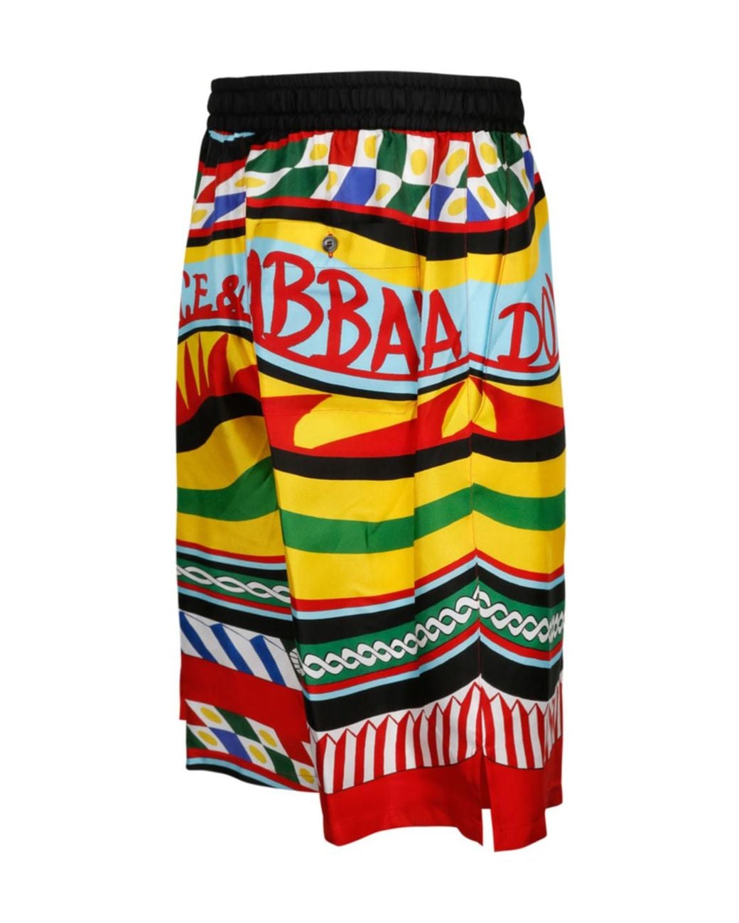 Dolce & Gabbana Red Carretto Printed Drawstring Bermuda Shorts for men