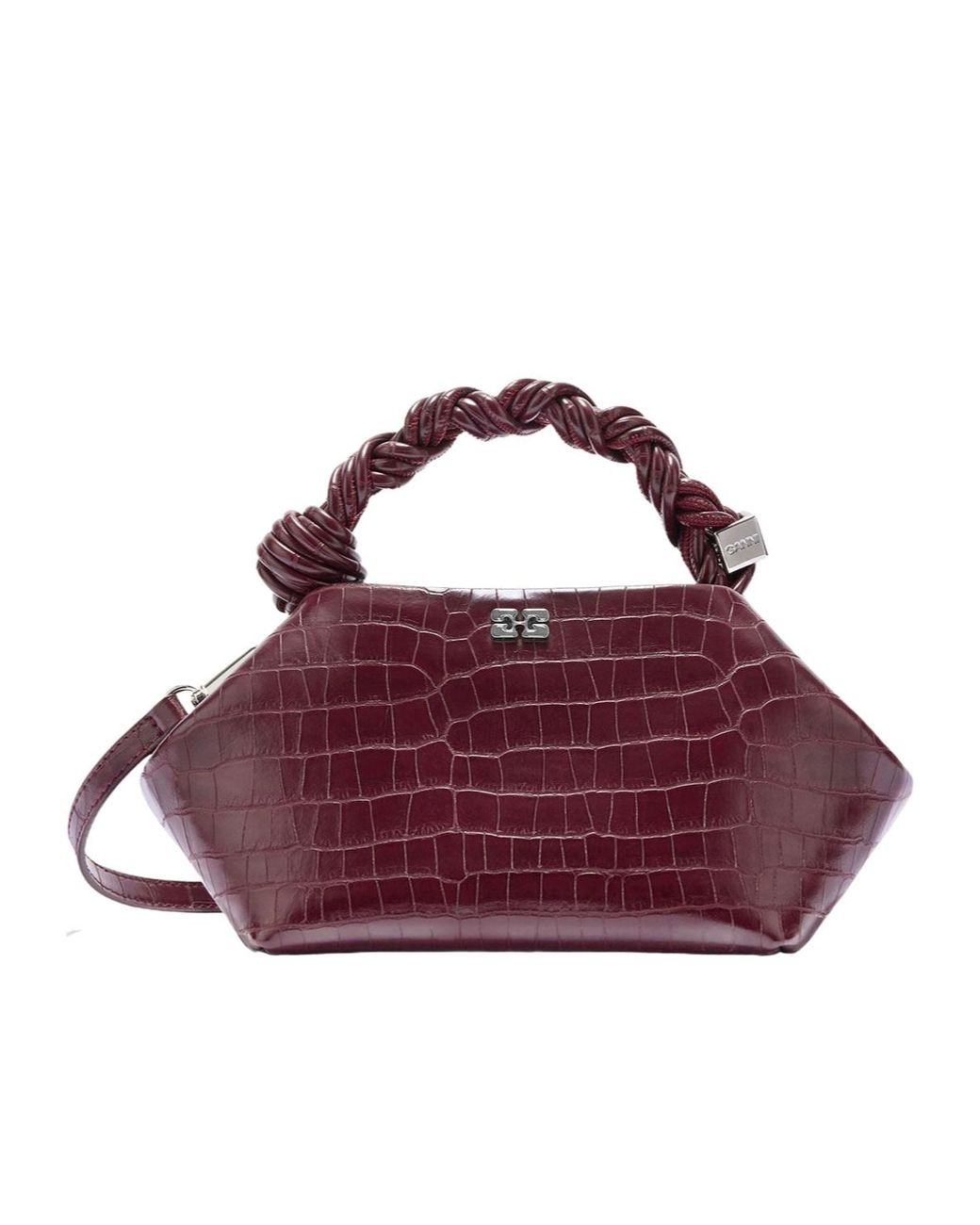 Ganni Purple Twisted Handle Shoulder Bag