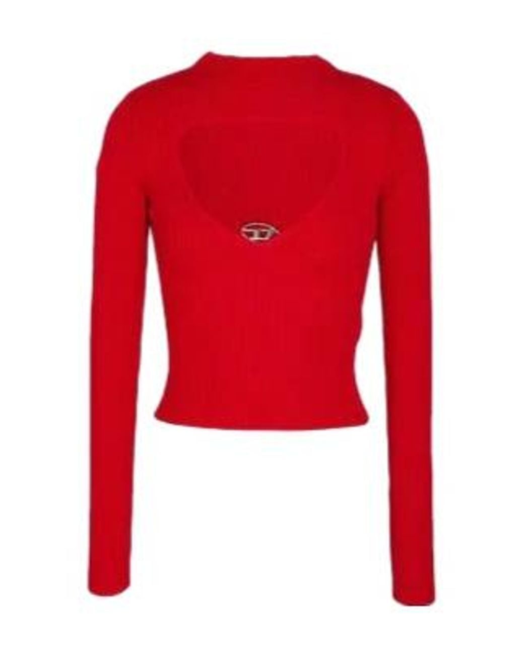 DIESEL Red Solid Color Wool Knit Sweater
