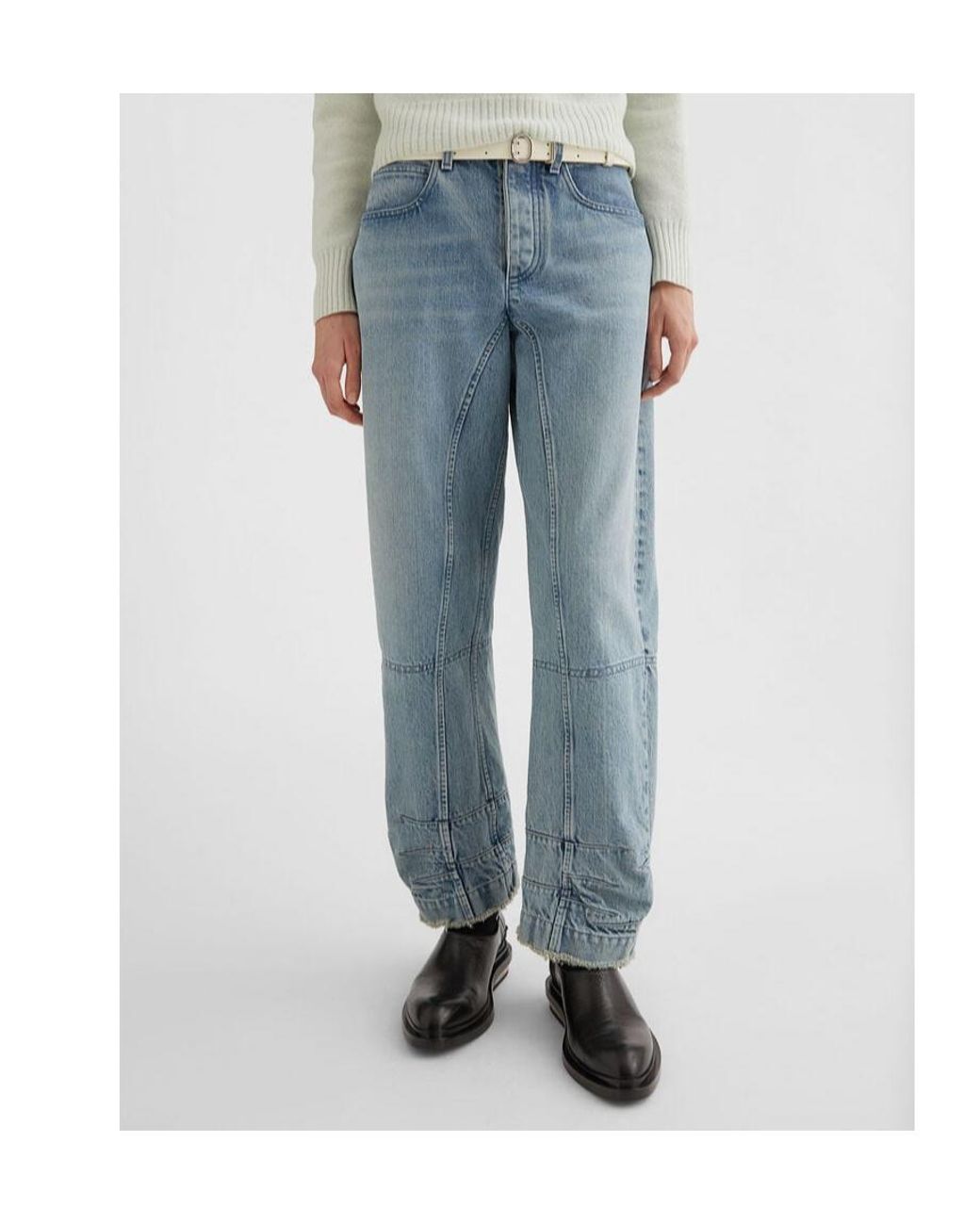 Jil Sander Blue Tapered-Leg Frayed-Hem Jeans