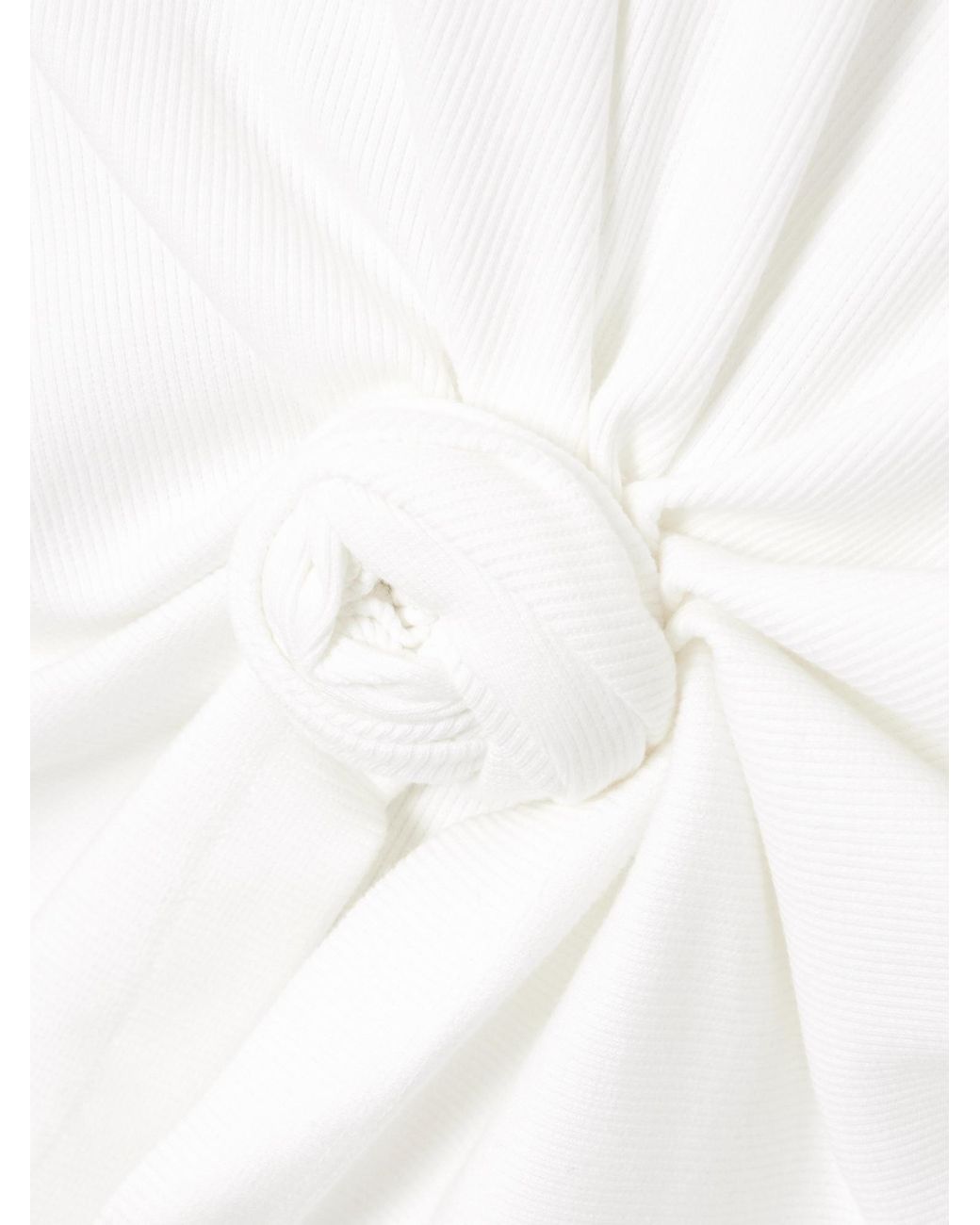 Magda Butrym White Knotted Ribbed Stretch Cotton-Jersey Tank