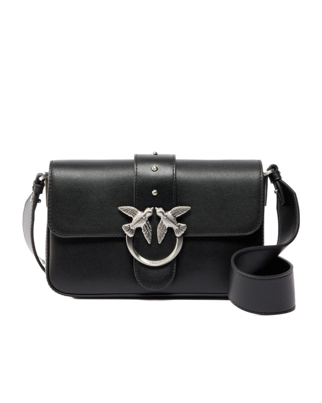 Pinko Black Love Birds Buckled Mini Shoulder Bag