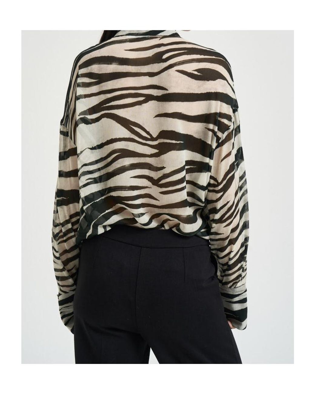 Patrizia Pepe Gray Sheer Zebra Shirt