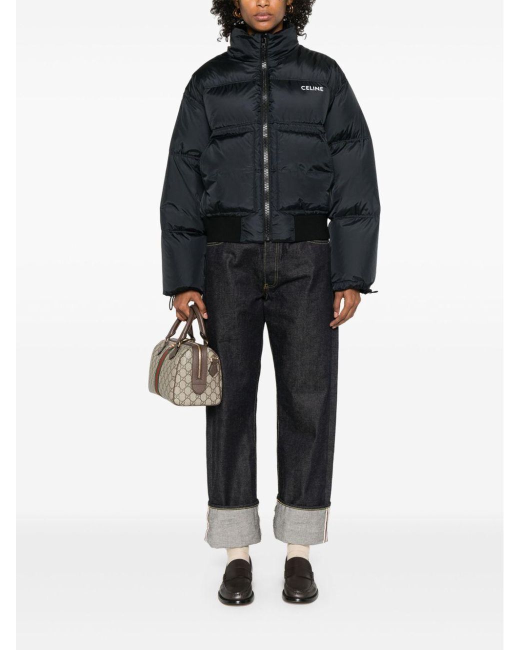 Céline Black Cropped Down Jacket