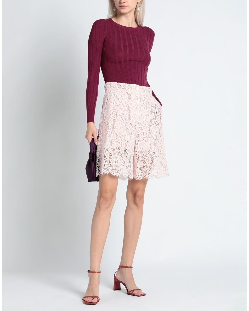 Dolce & Gabbana Pink Solid Color Lace Shorts