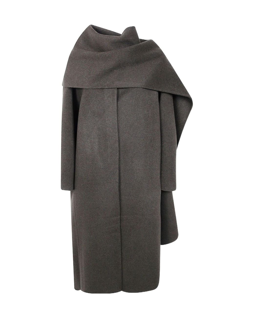 Soeur Gray Finn Draped Wool Coat