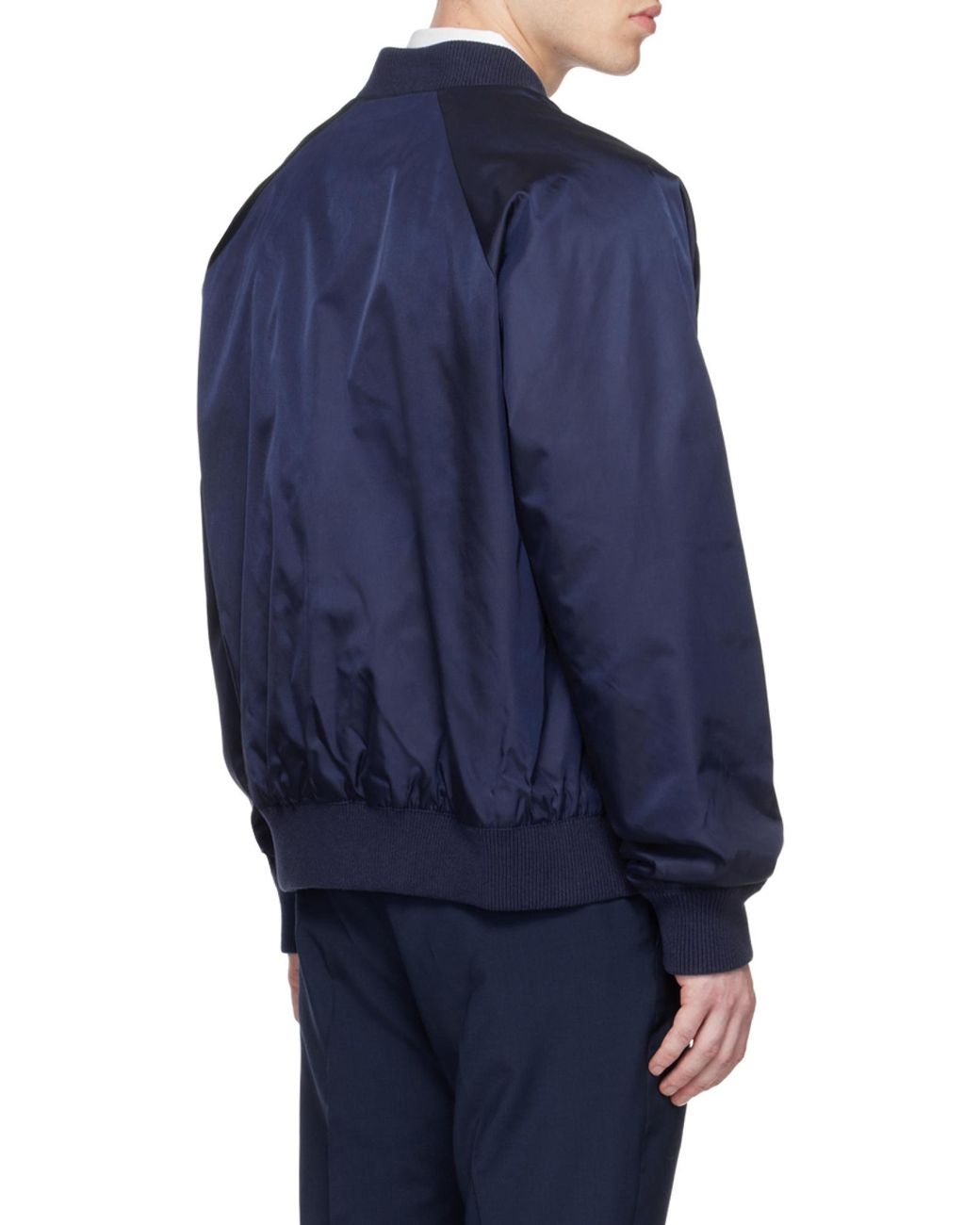 AMI Blue Logo-Embroidered Bomber Jacket for men