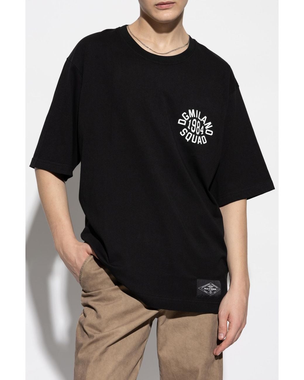 Dolce & Gabbana Black Logo Printed Crewneck T-Shirt for men