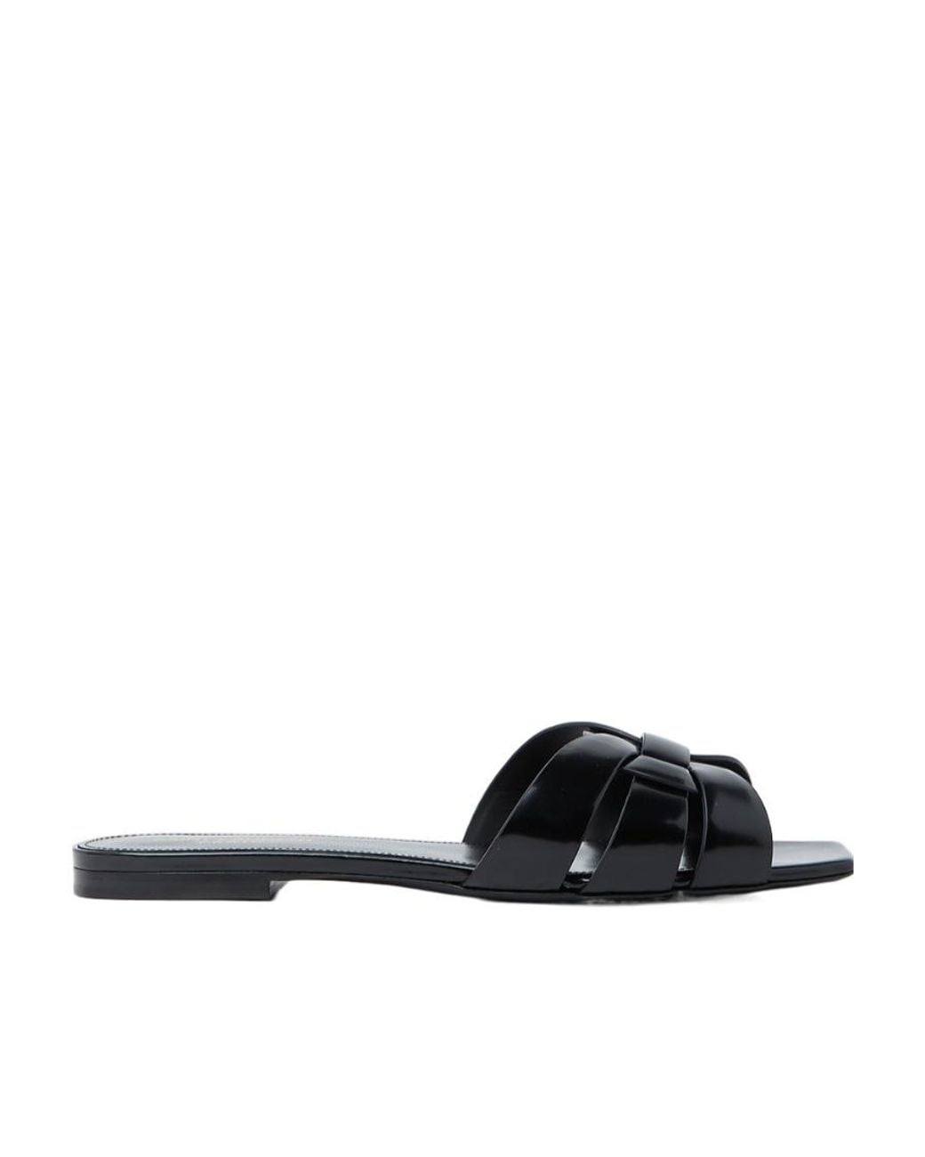 Saint Laurent Black Tribute Flat Sandals