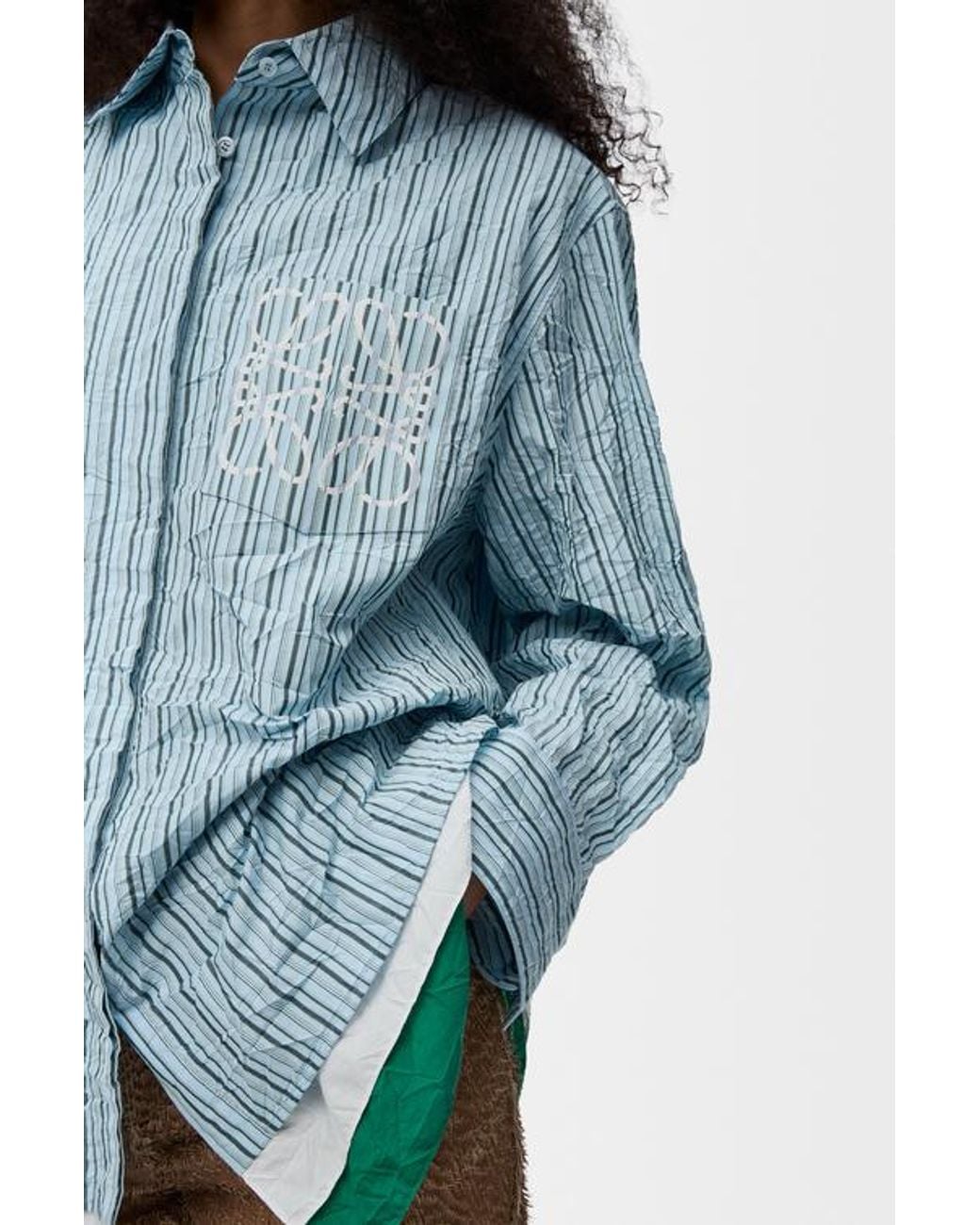 Loewe Blue Relaxed Stripe Logo Shirt