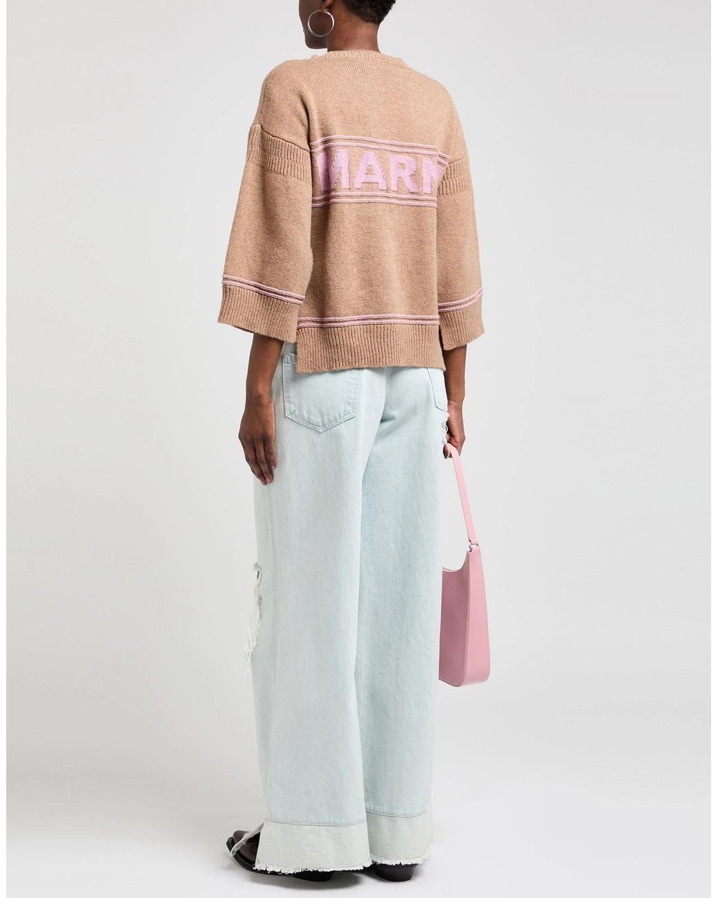 Marni Natural Twotone Wool Shortsleeve Knit Sweater