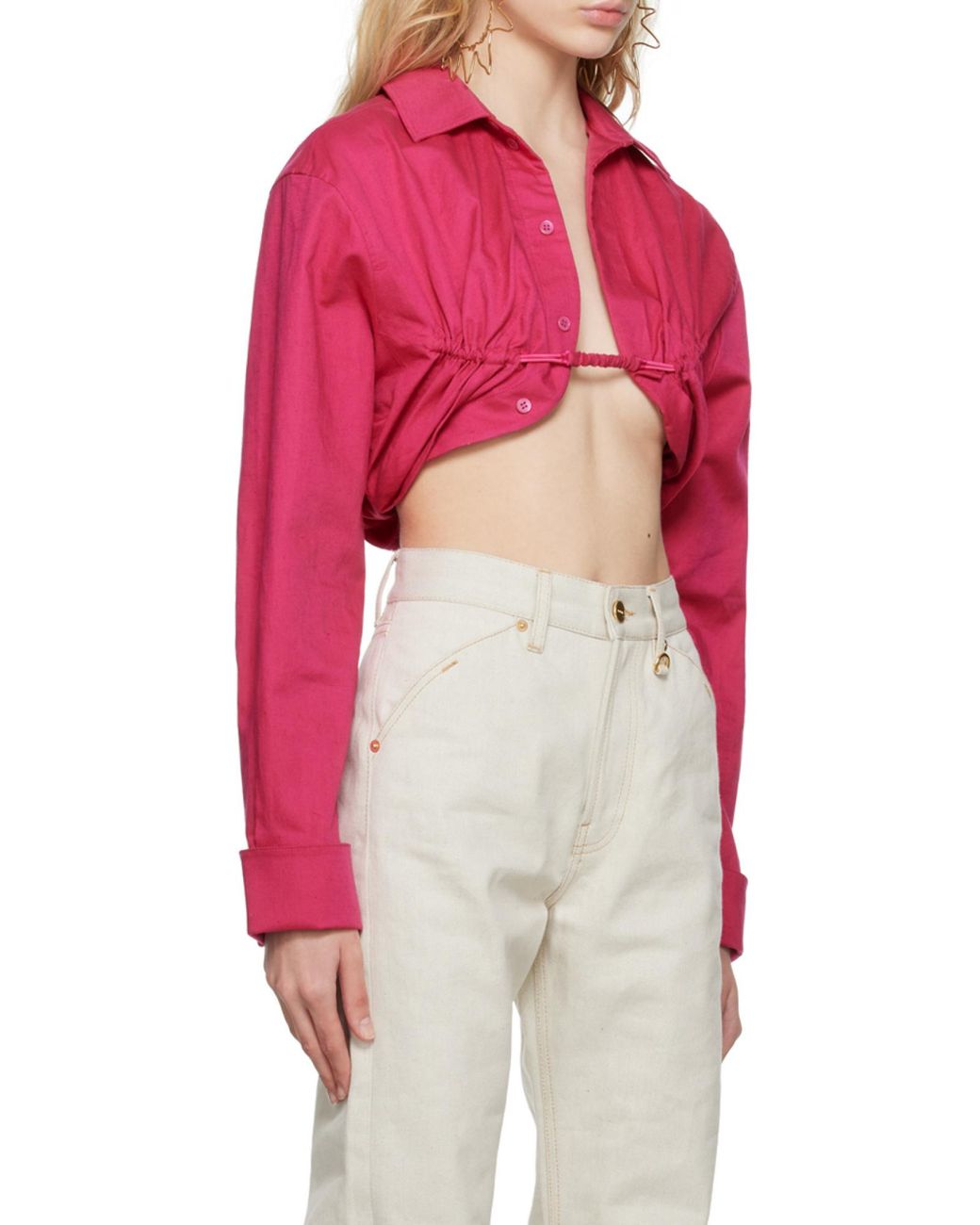 Jacquemus Pink Long Sleeve Short Shirt