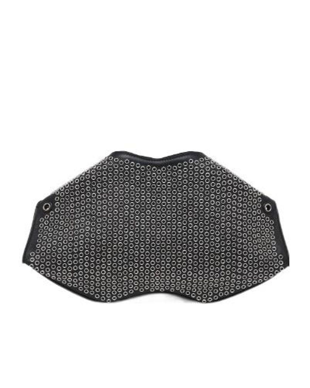 McQueen Black Manta Eyelet Detailed Clutch Bag