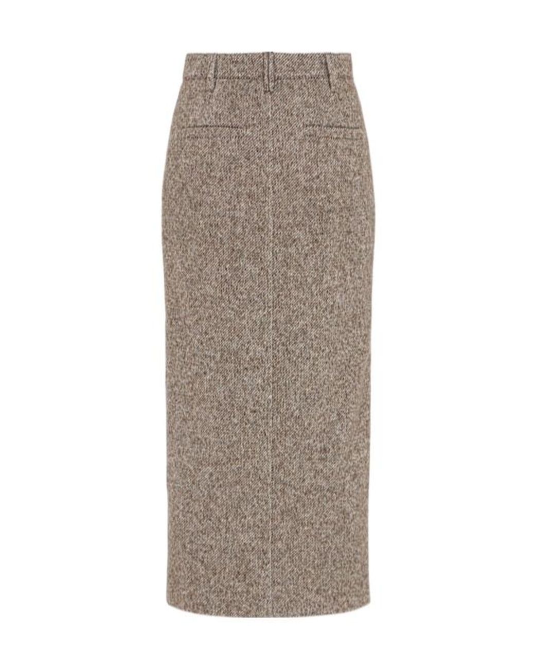 Brunello Cucinelli Gray Front Split Knit Long Skirt