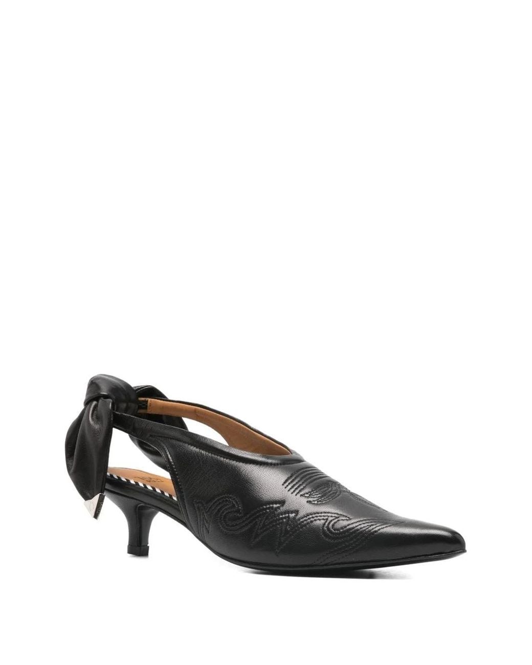Toga Black Bow-Detail Pointed Toe Pumps