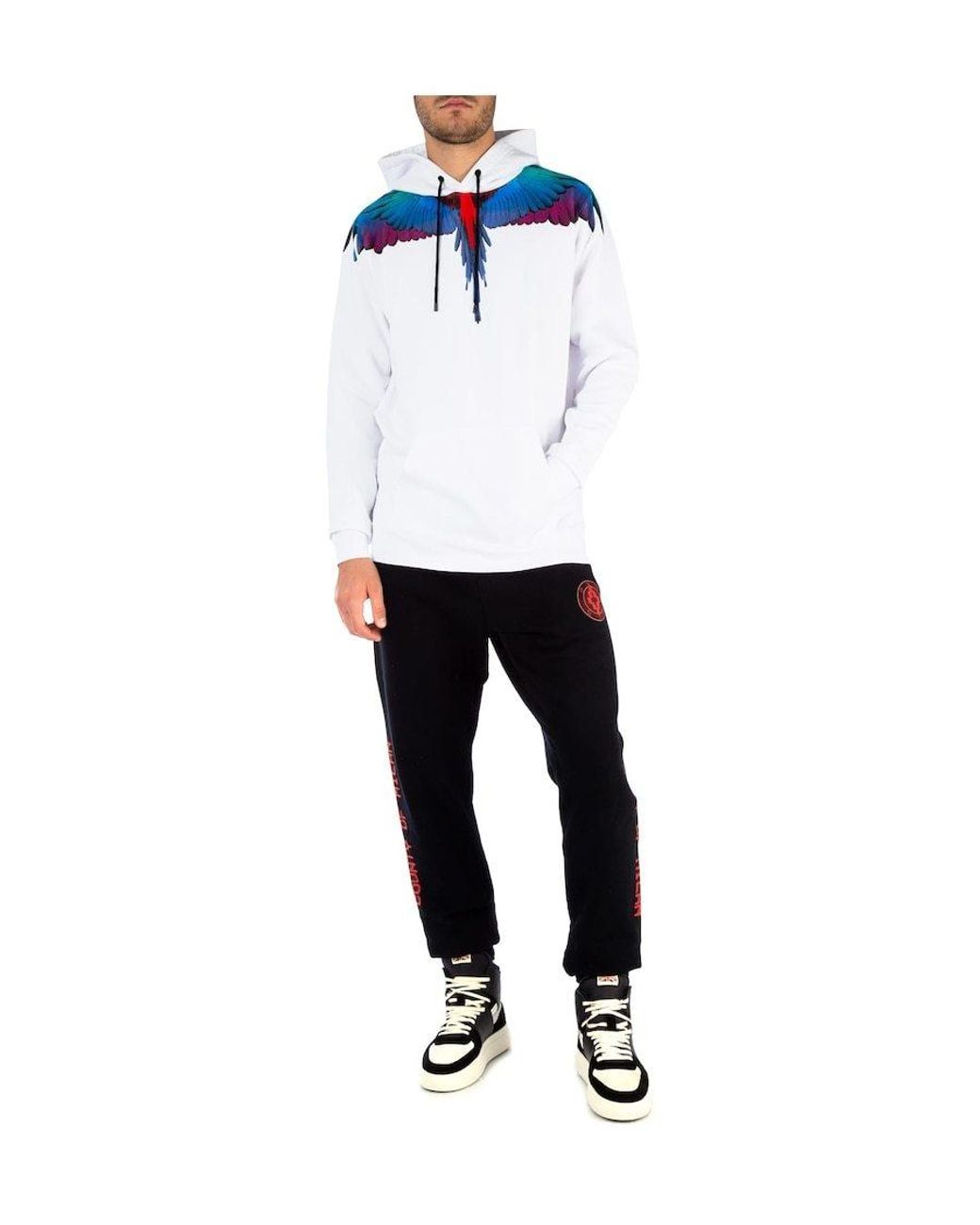 Marcelo Burlon Blue Wing Printed Hooded Sweater for men