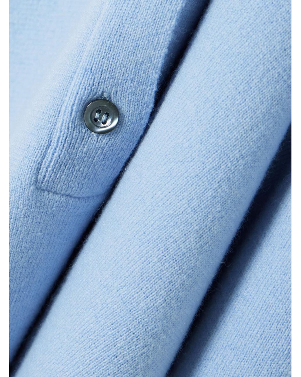 Rohe Blue Ribbed Knit Polo Top