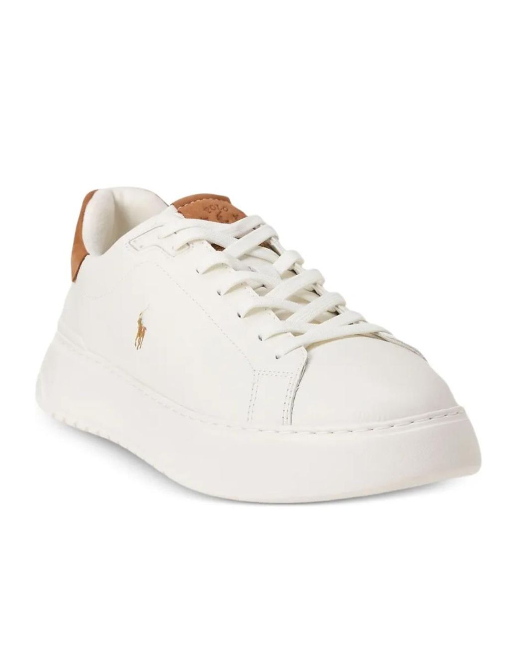 Polo Ralph Lauren White Rlite Court Logo-Embroidered Sneakers for men