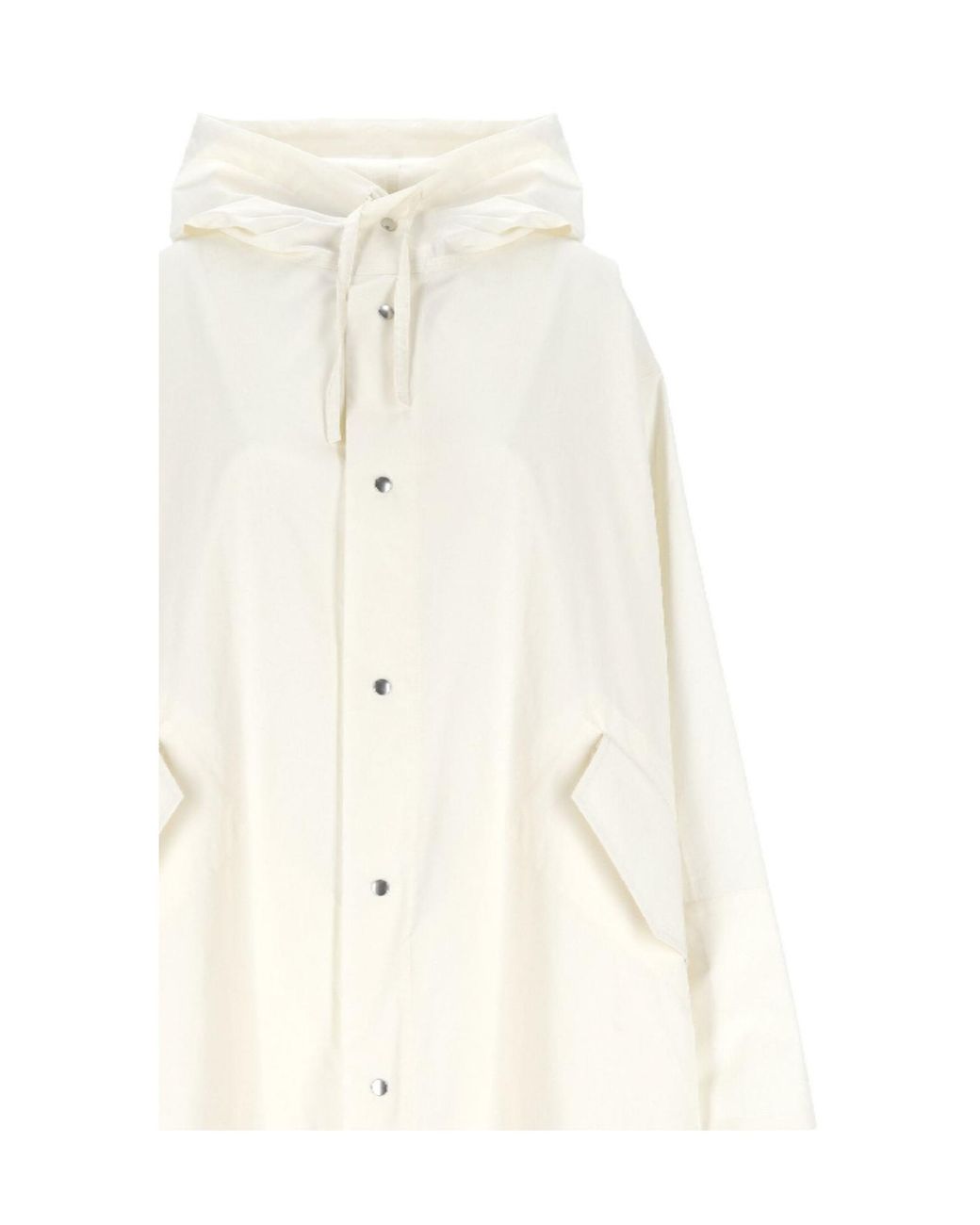 Jil Sander White Logo Printed Drawstring Coat
