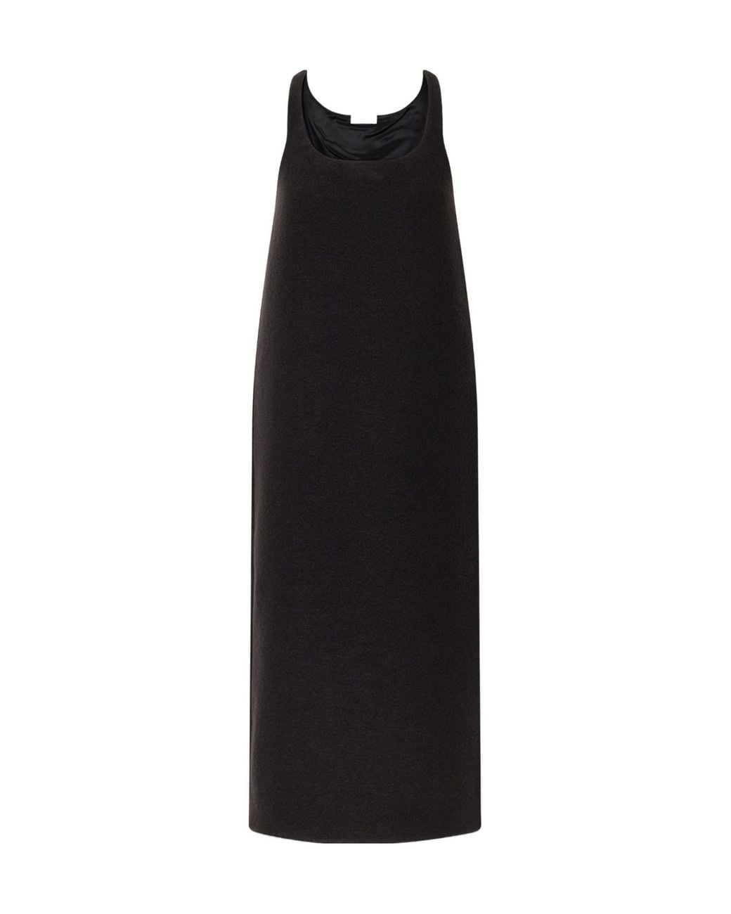 Rier Black Felted Wool-Fleece Midi Dress