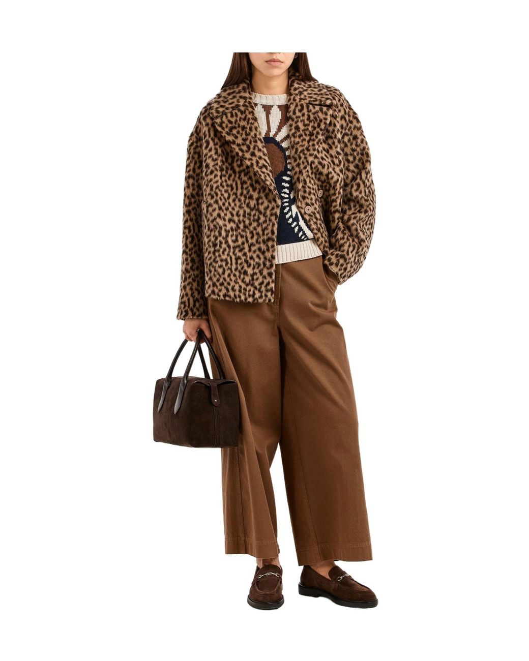 Weekend by Maxmara Brown Leopard Print Coat