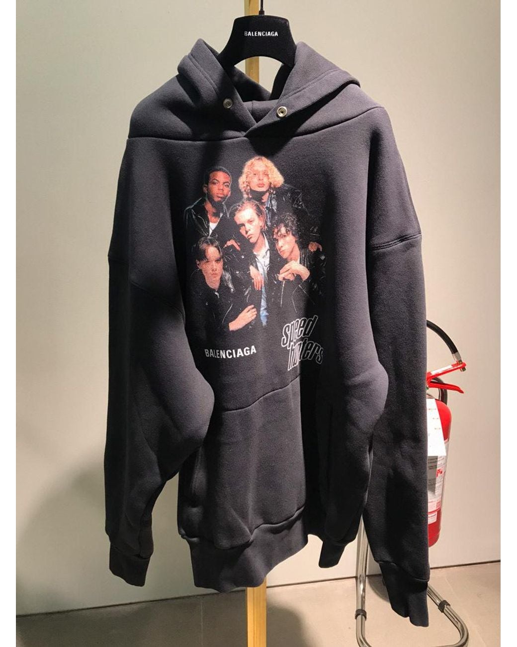 Balenciaga Blue Printed Hooded Hoodie for men