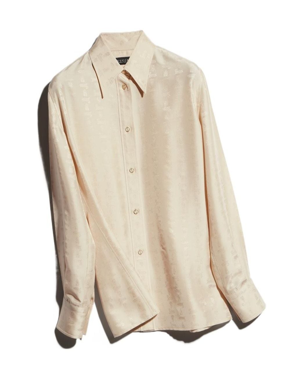 Gucci Natural Interlocking-G Button Jacquard Shirt