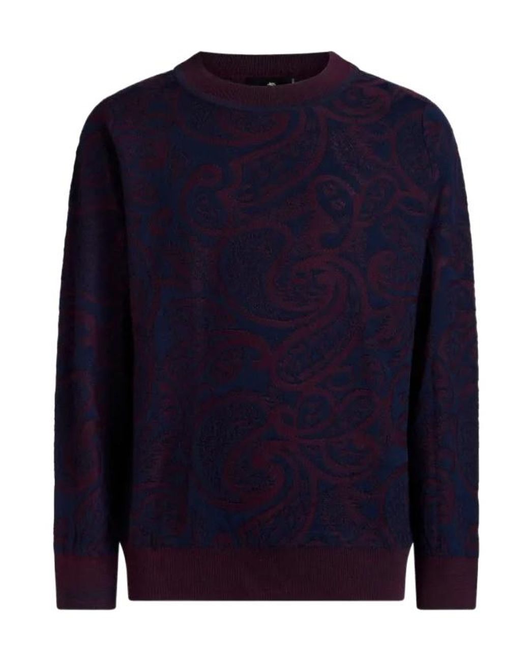 Etro Blue Wool-Blend Jacquard Sweater for men